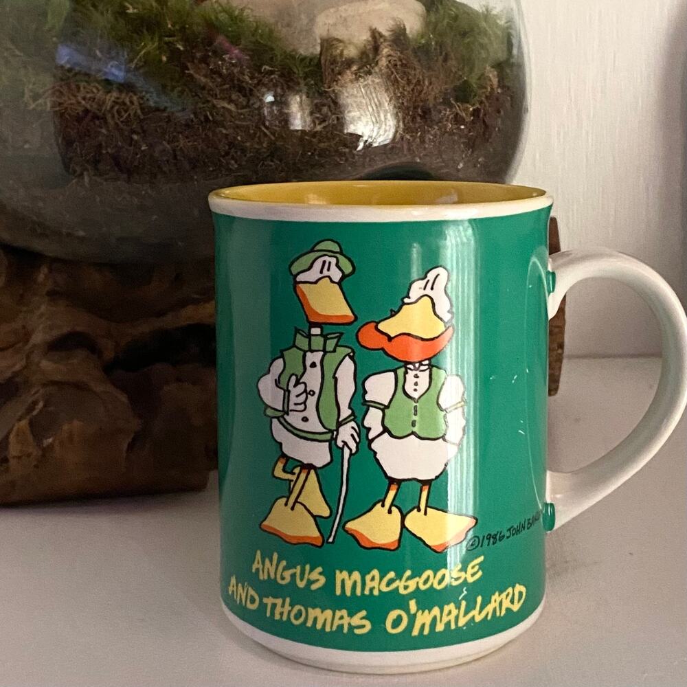 🦆 Vintage John Baron DuckTales Anugus MacGoose & Thomas O’Mallard Coffee Cup